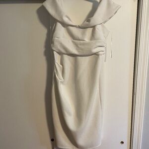 Off the shoulder v-neck midi dress